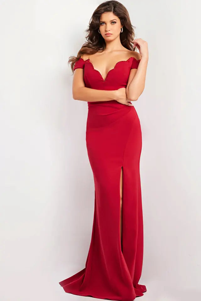 Jovani -37147 Off Shoulder Fitted Sheath Dress