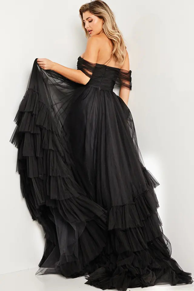 Jovani -37608 Ruched Off Shoulder Prom Ball Gown