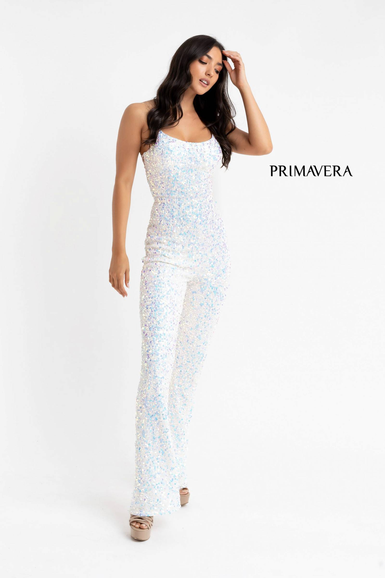 Sequin Scoop Neckline Jumpsuit By Primavera Couture -3774