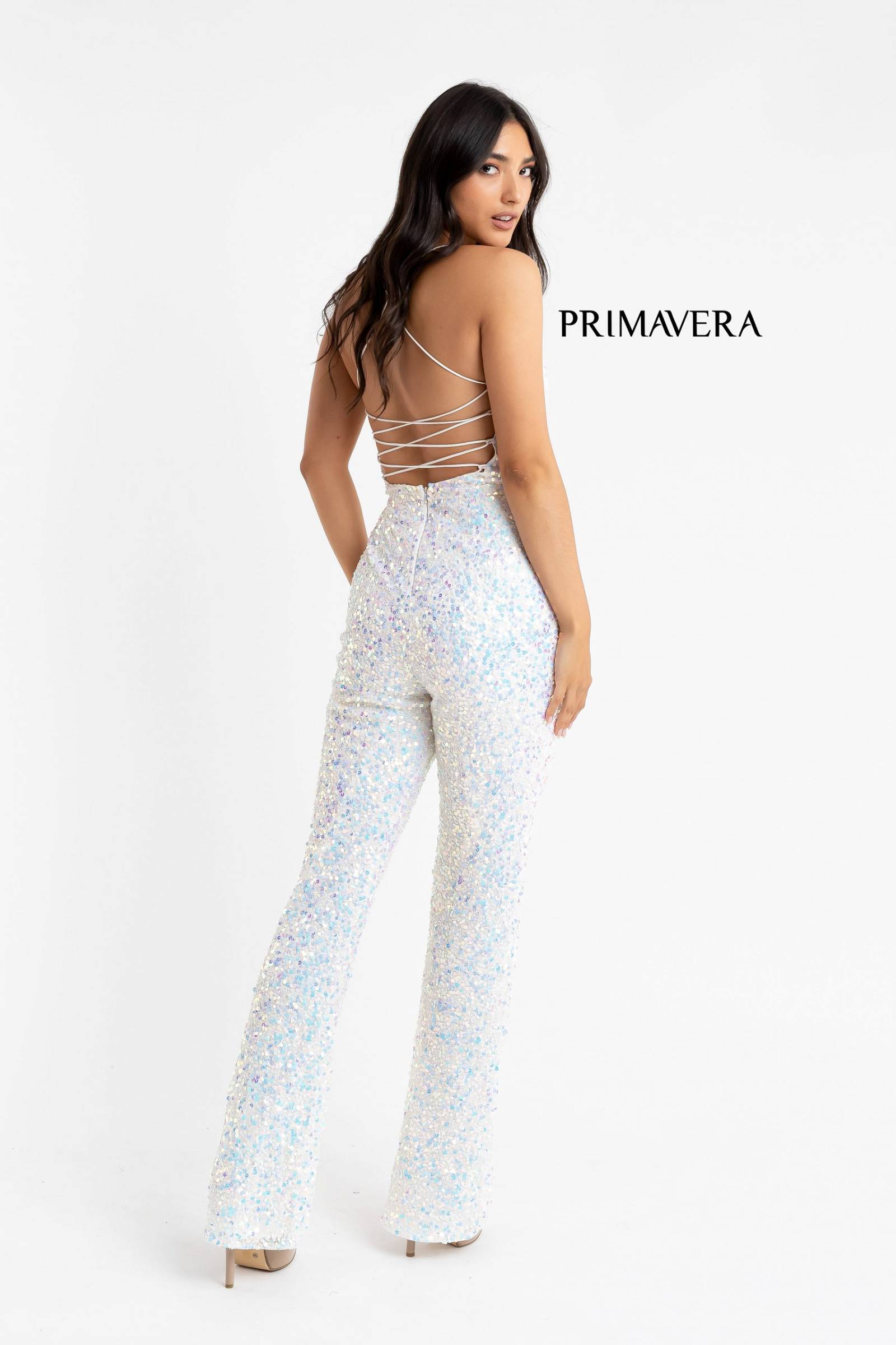 Sequin Scoop Neckline Jumpsuit By Primavera Couture -3774