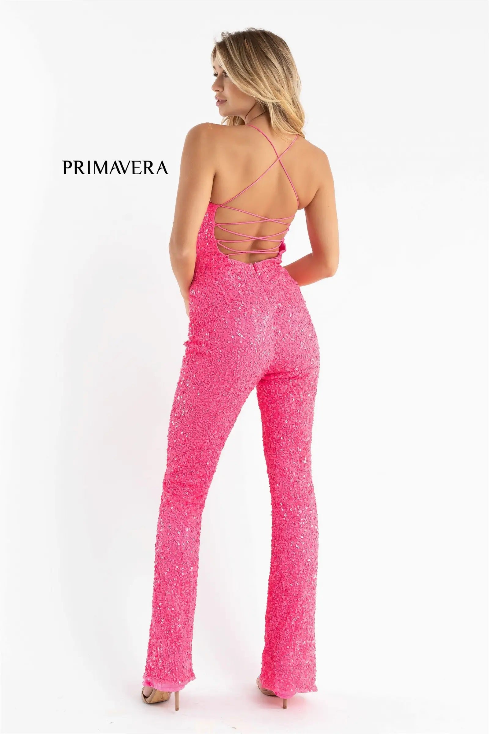 Sequin Scoop Neckline Jumpsuit By Primavera Couture -3774