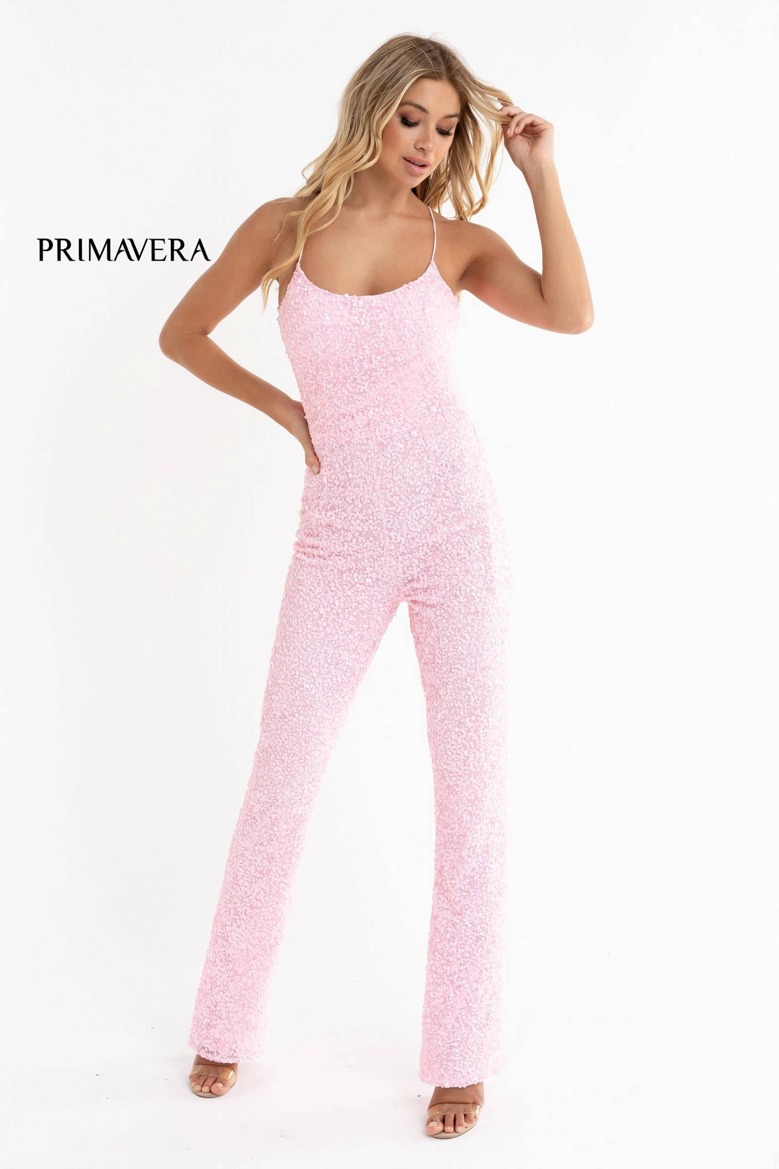 Sequin Scoop Neckline Jumpsuit By Primavera Couture -3774