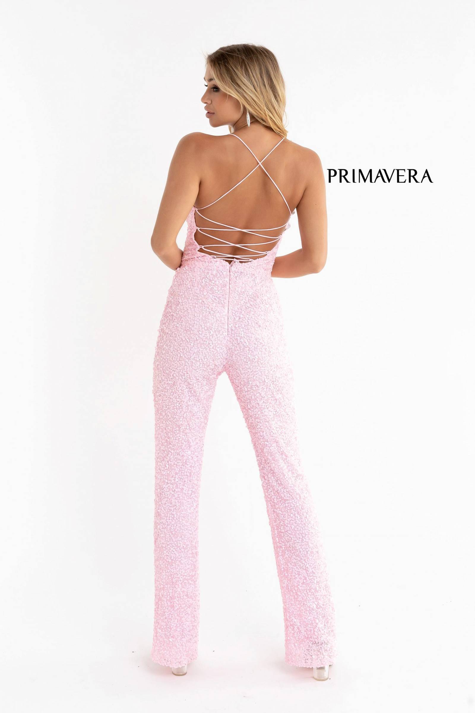 Sequin Scoop Neckline Jumpsuit By Primavera Couture -3774