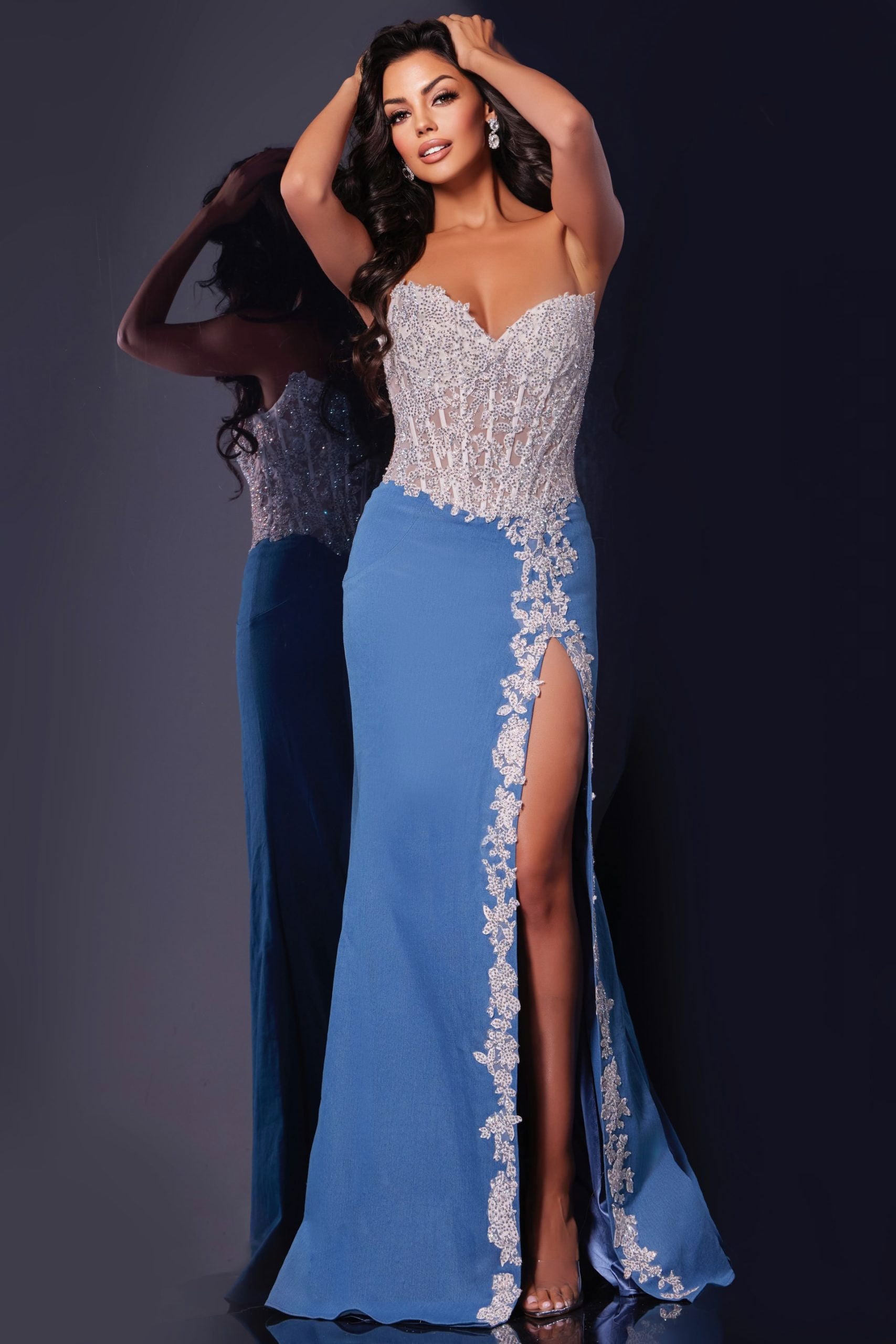 Jovani -43341 Lace Appliques Sweetheart Sheath Gown