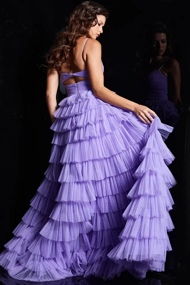Jovani -38290 Pleated Layered A-Line Prom Dress