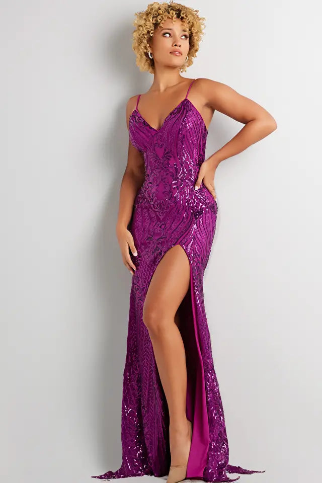 Jovani -38337 Sequin Embellished Sheath Prom Dress