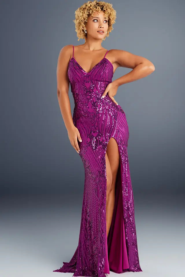 Jovani -38337 Sequin Embellished Sheath Prom Dress