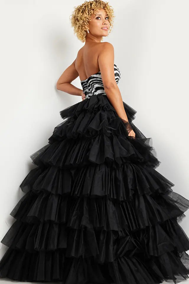 Jovani -38360 Strapless Layered Prom Ball Gown