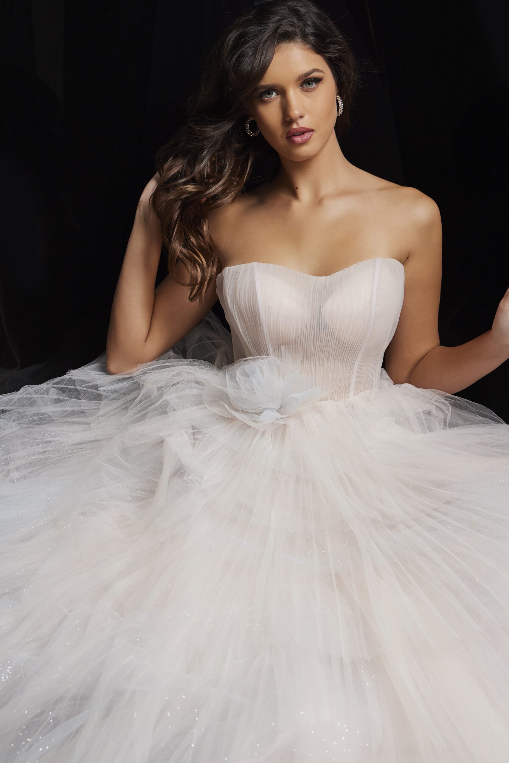 Jovani -38537 Strapless Corset Bodice Tulle Ball Gown