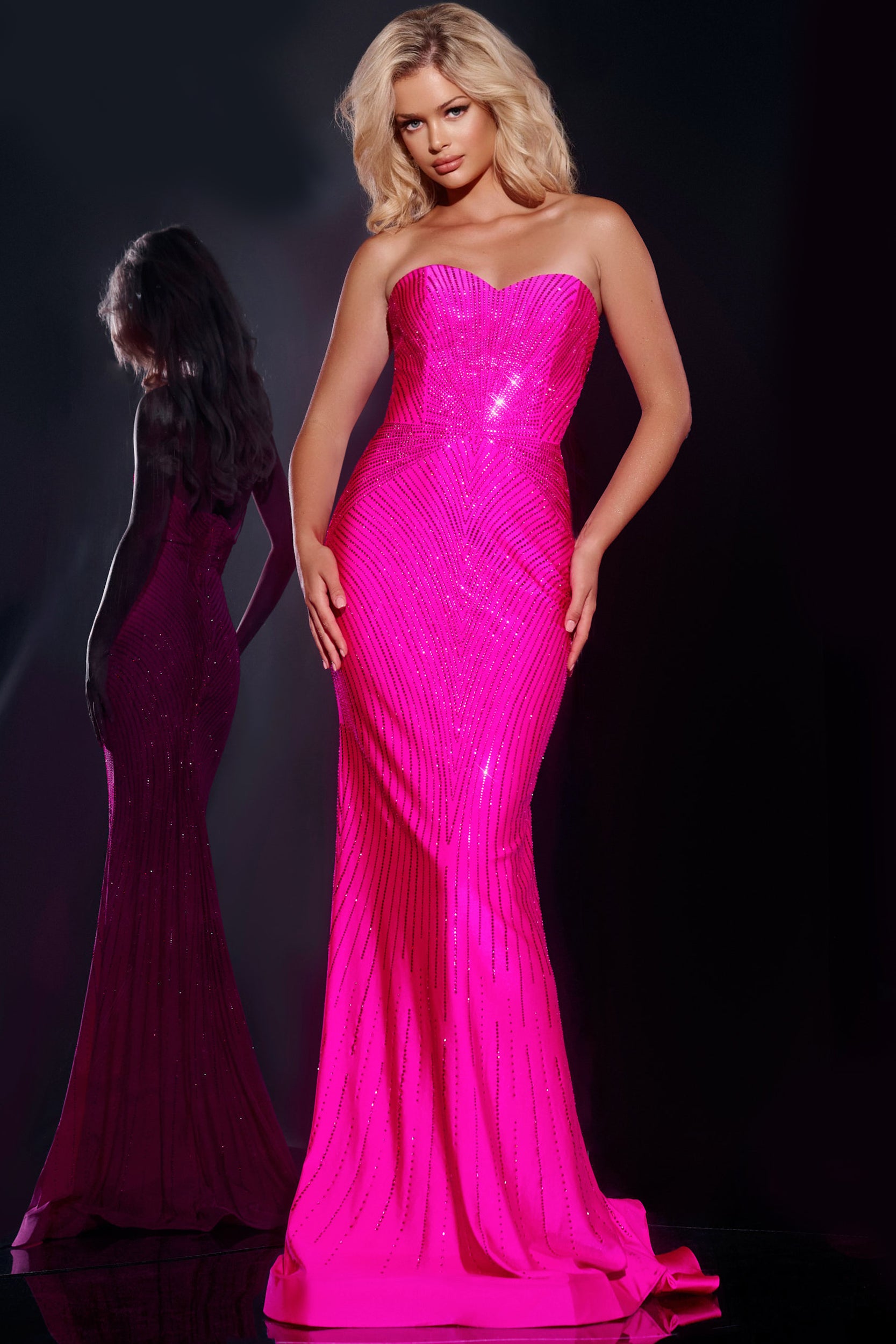 Jovani -38655 Strapless Embellished Evening Dress