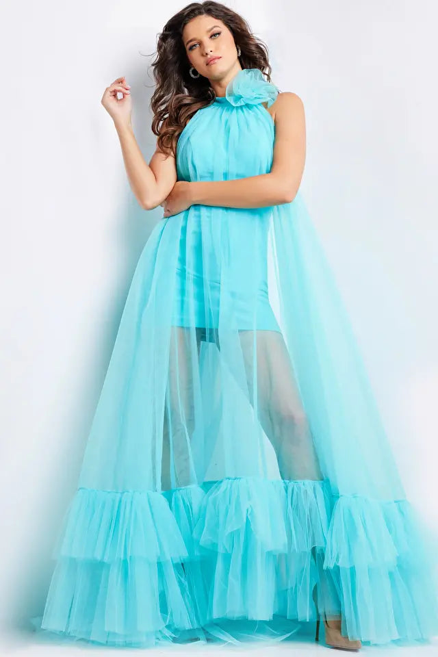 Jovani -38720 High Halter Neck Tulle Prom Dress