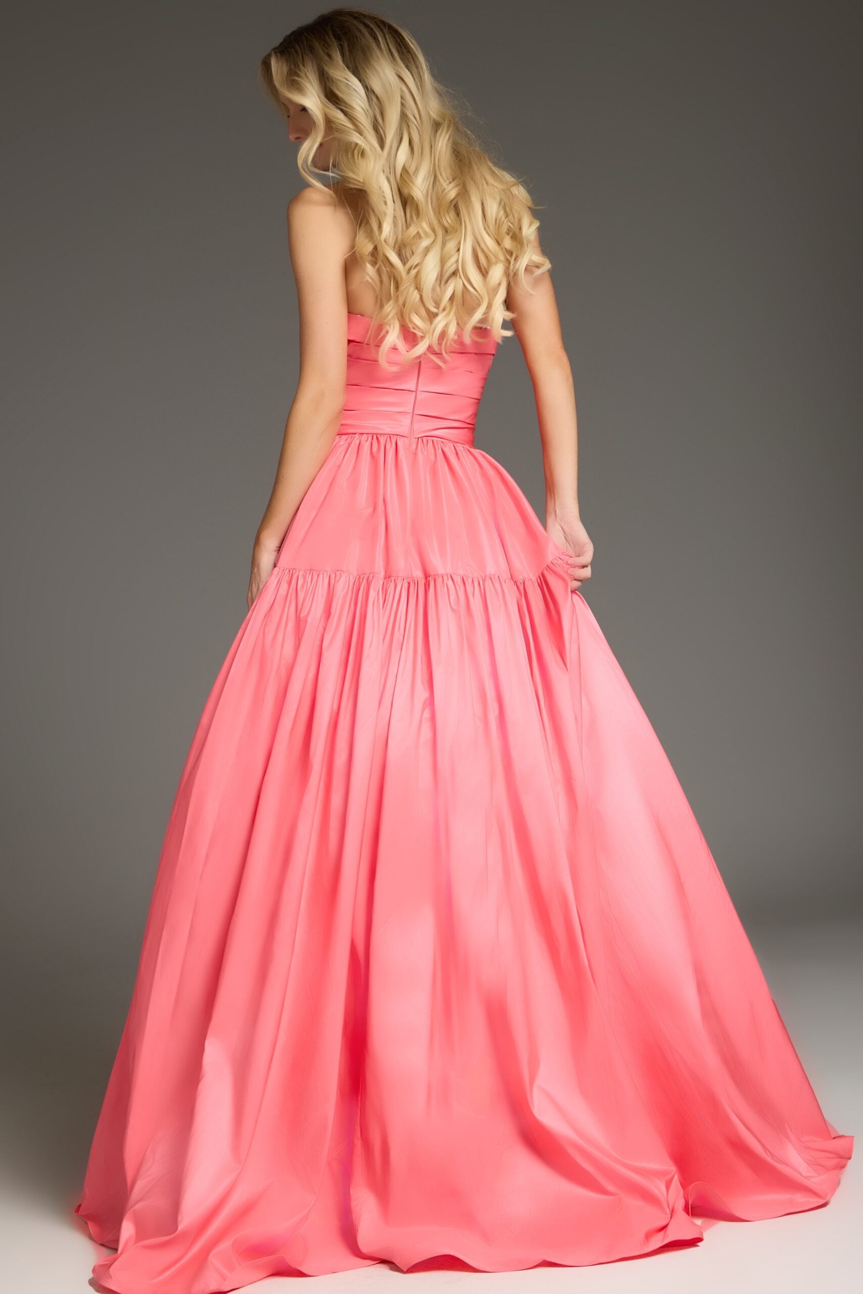 Jovani -38831 Strapless Pleated Tiered Ball Gown