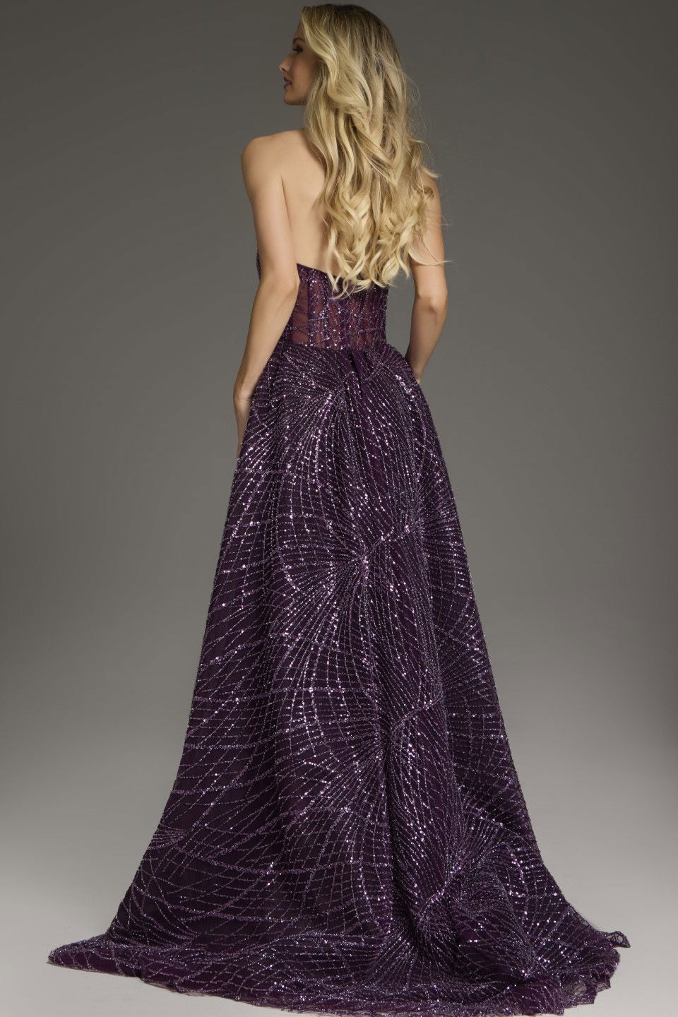 Jovani -39029 Embellishments Sequin Strapless A-Line Gown