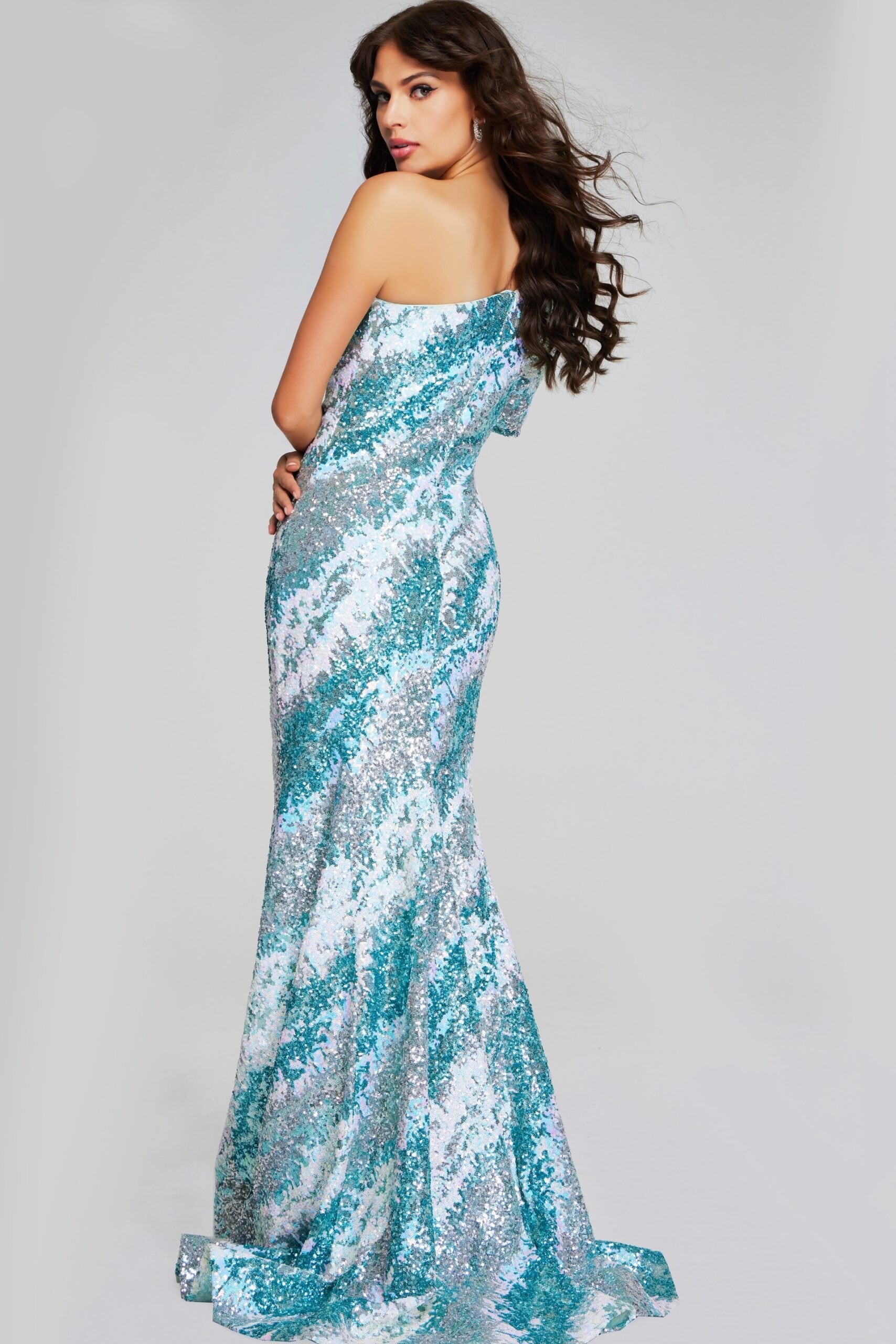 Jovani -39077 Glamorous One-Shoulder Green Sequin Gown