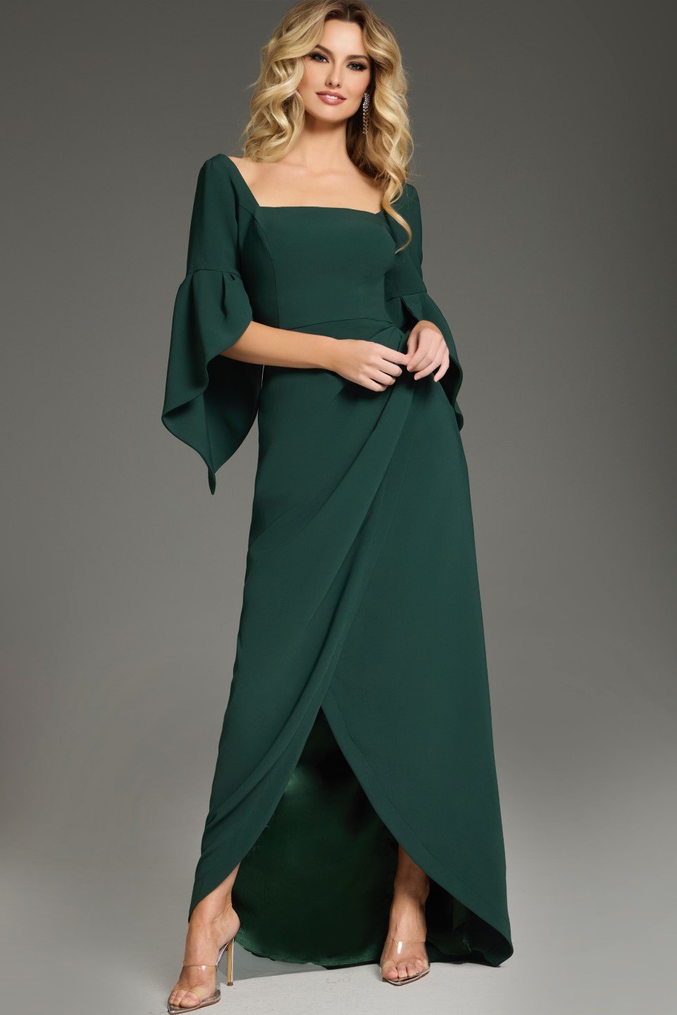 Jovani -39082 Elegant Floor-Length Evening Gown with Bell Sleeves