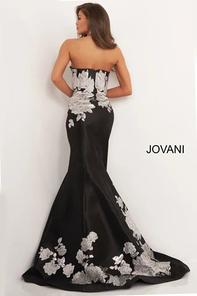 Jovani -3917  Floral Strapless Mermaid Evening Dress