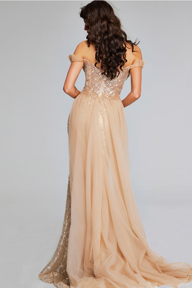 Jovani -39389 Off Shoulder Sequin Evening Dress