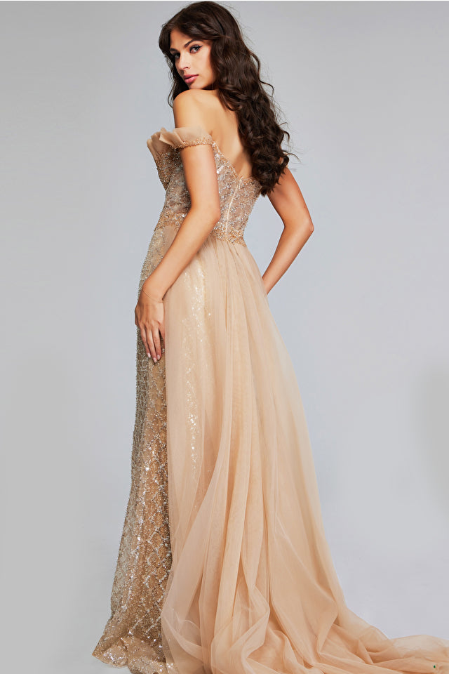 Jovani -39389 Off Shoulder Sequin Evening Dress