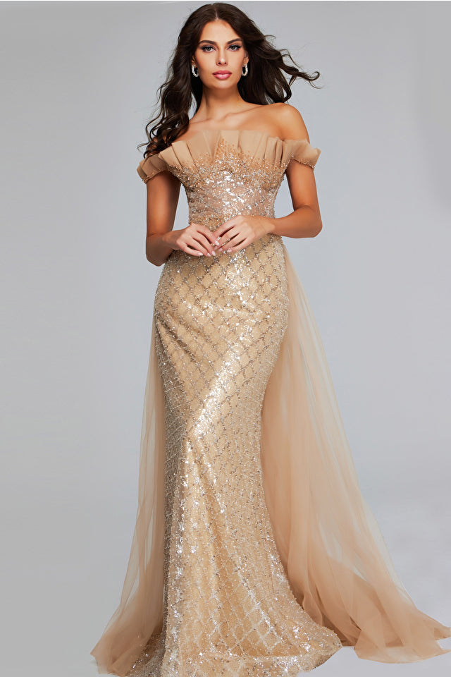 Jovani -39389 Off Shoulder Sequin Evening Dress