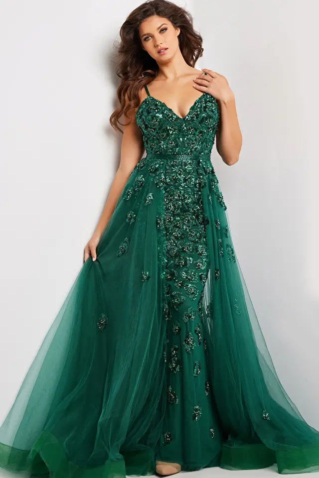 Jovani -39434 Sequin Embellished Prom Dress With Overskirt