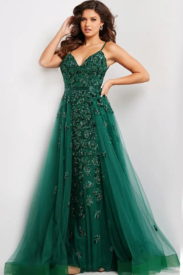 Jovani -39434 Sequin Embellished Prom Dress With Overskirt