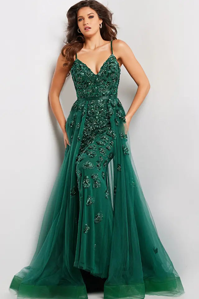 Jovani -39434 Sequin Embellished Prom Dress With Overskirt