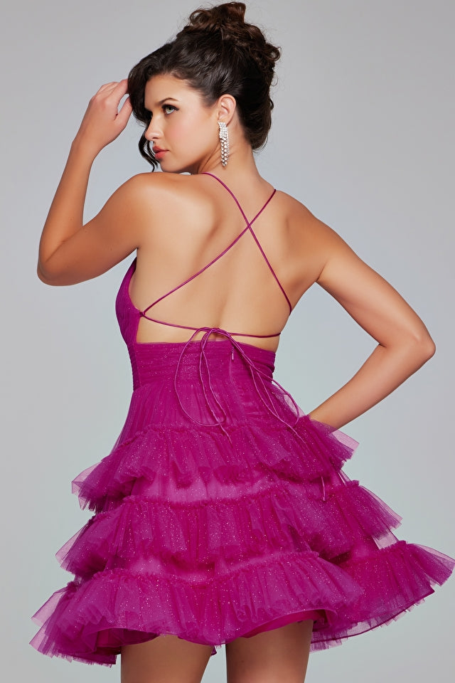 Jovani -39655 Layered Tulle A-Line Short Dress