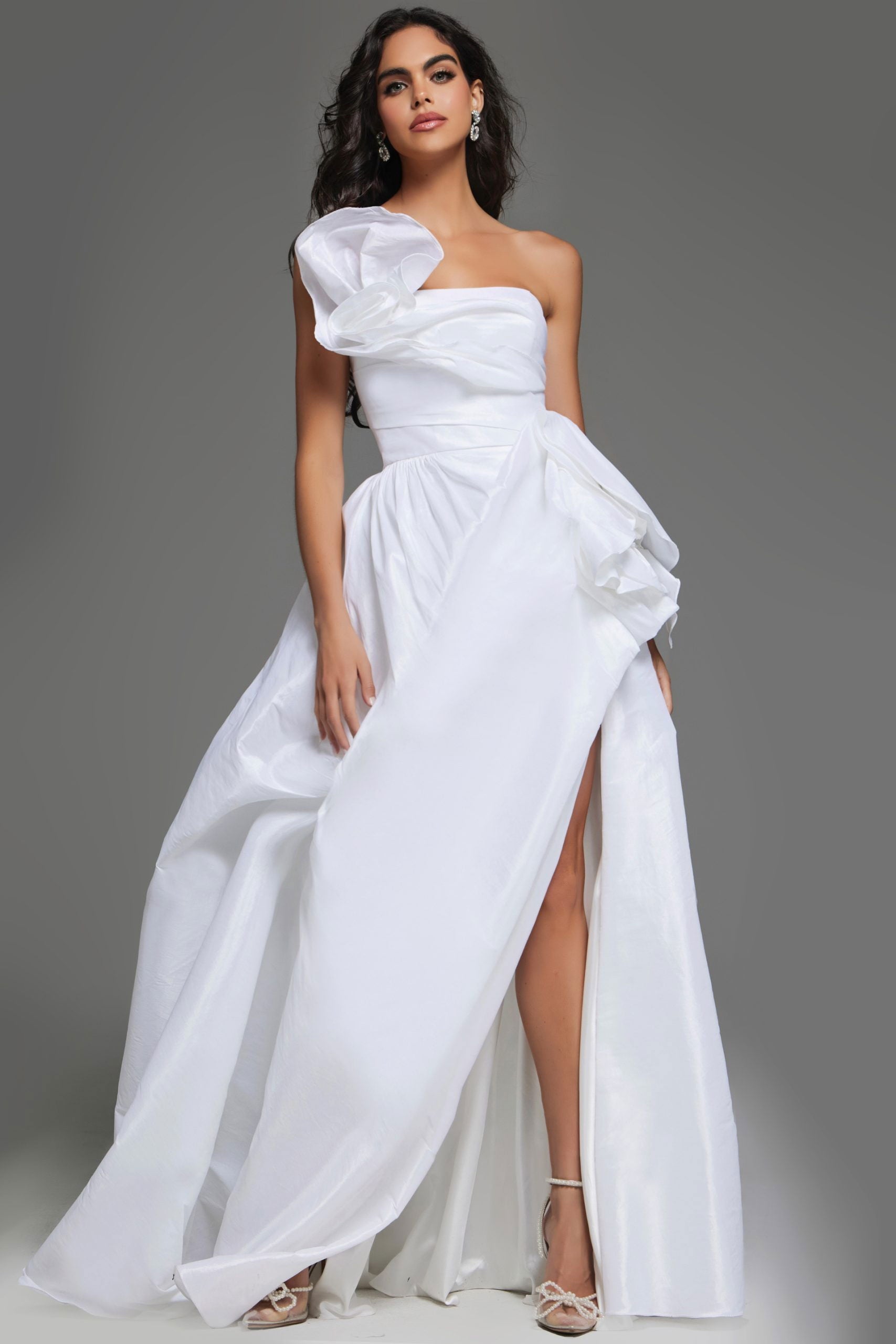 strapless open back dress One Shoulder Cut Out Maxi Dress in Black main image 0