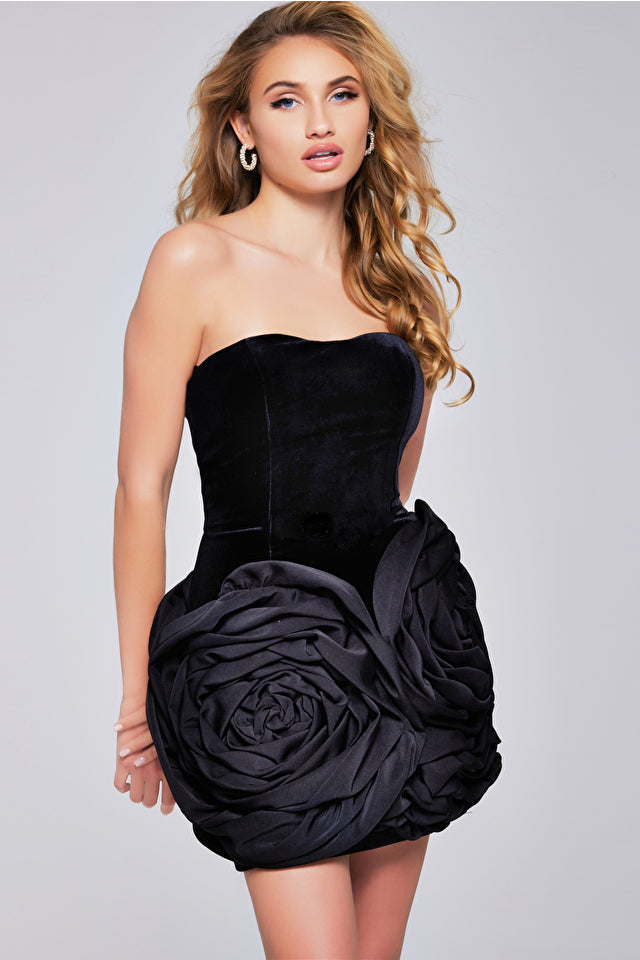 Jovani -39848 Strapless Velvet Short Cocktail Dress