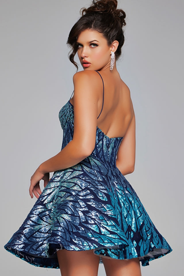 Jovani -39928 Sequin A-Line Short Dress