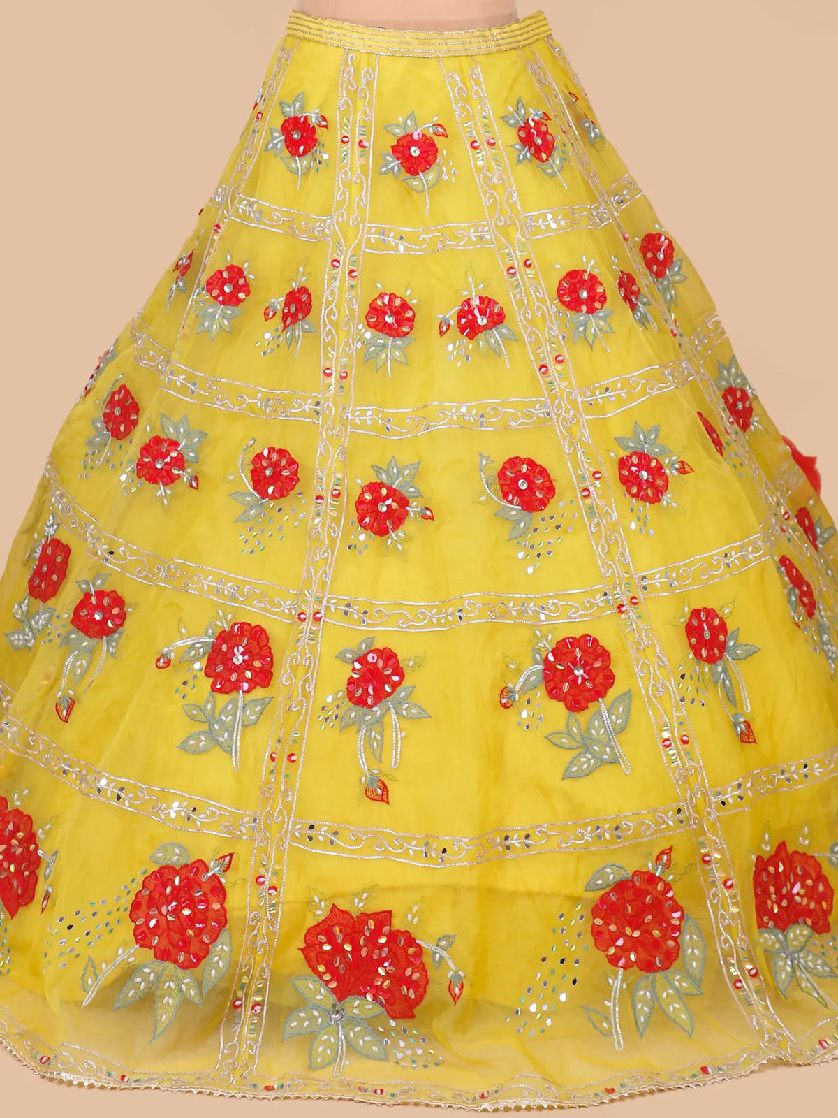MyFashion KLS-2675 Gul-e-Zard Aafreen Pearl Leaf Aplique Net Lehenga