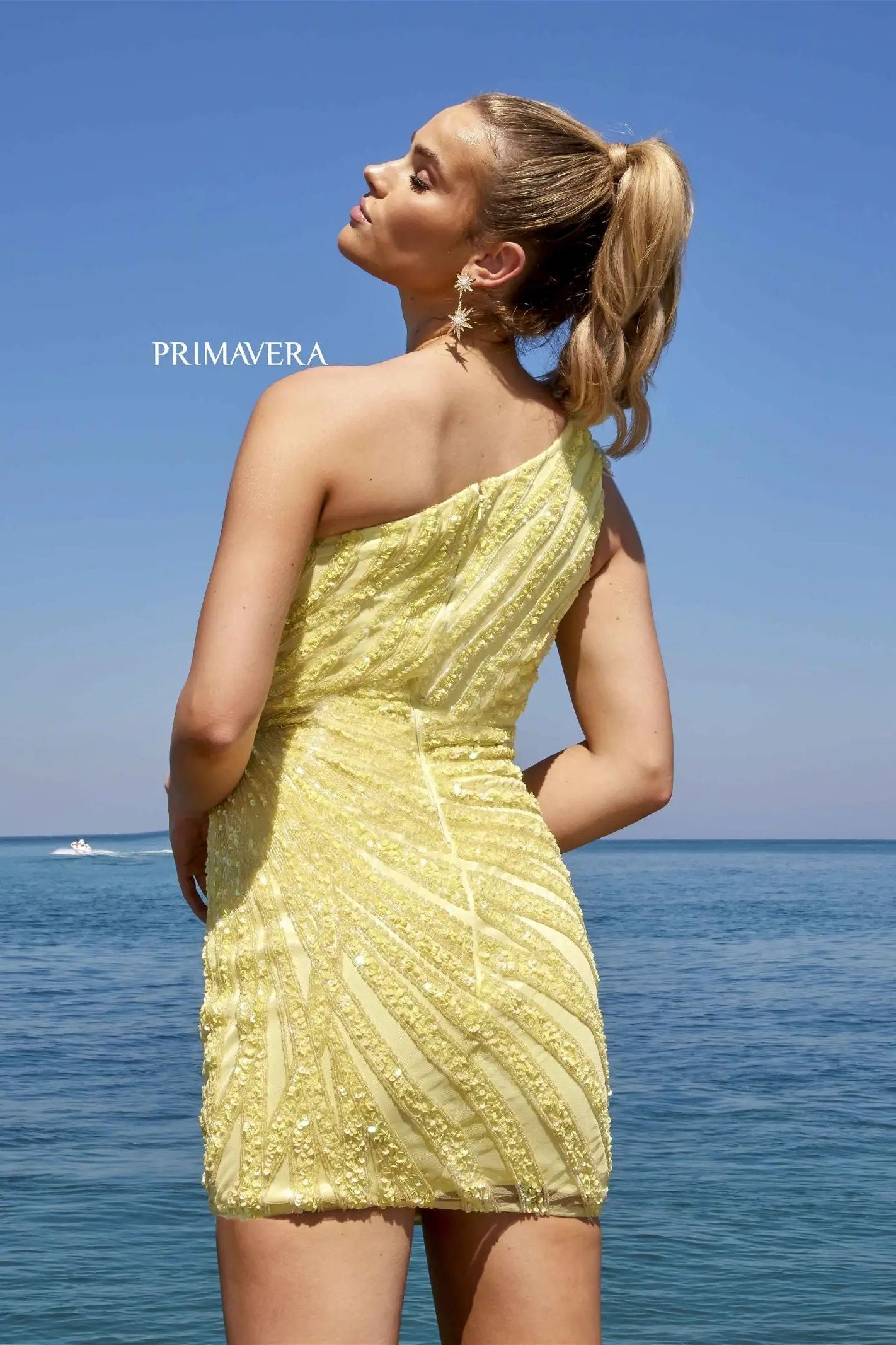 Primavera Couture -4004 One Shoulder Beaded Short Cocktail Dress