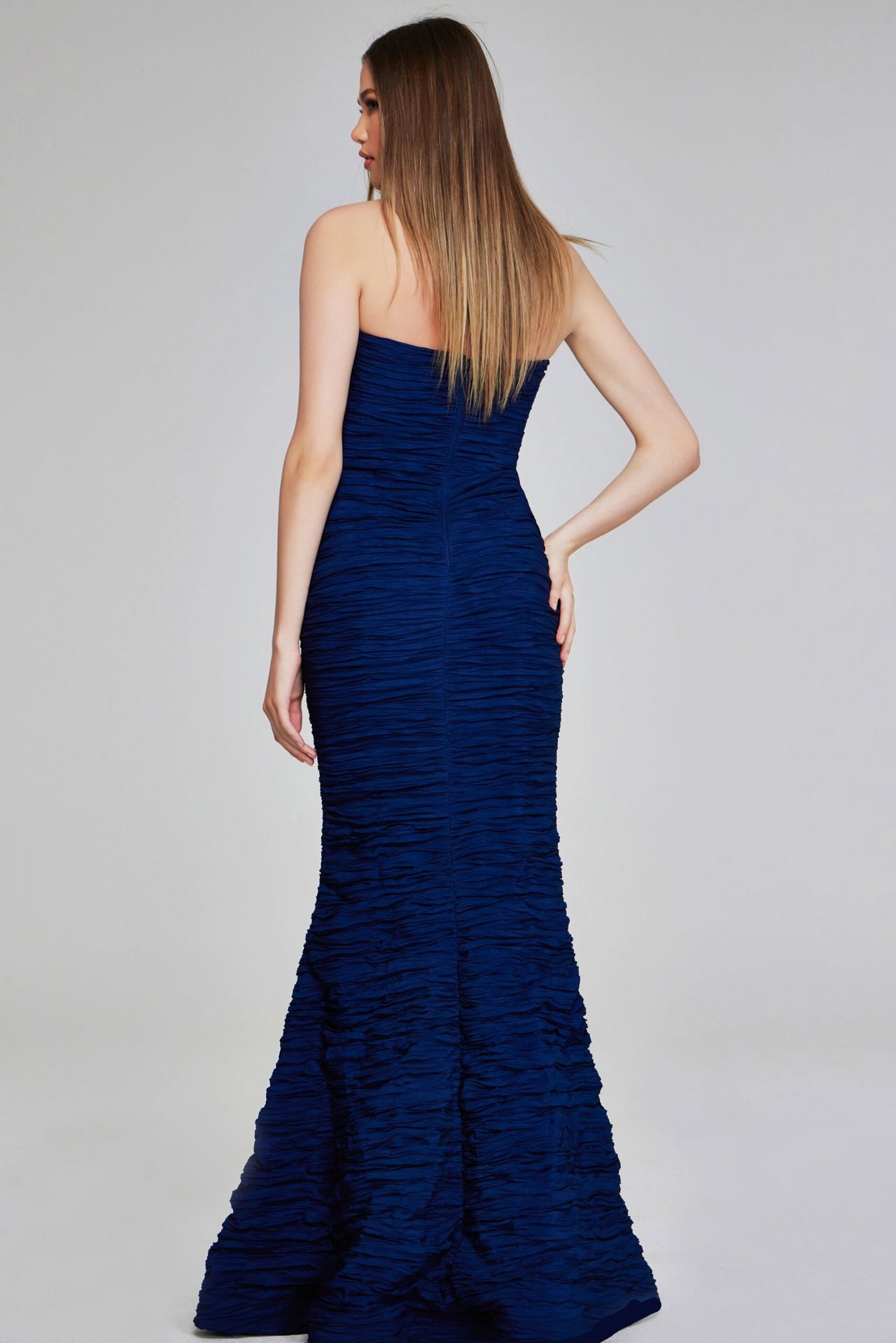 Jovani -40045B Strapless Textured Mermaid Gown