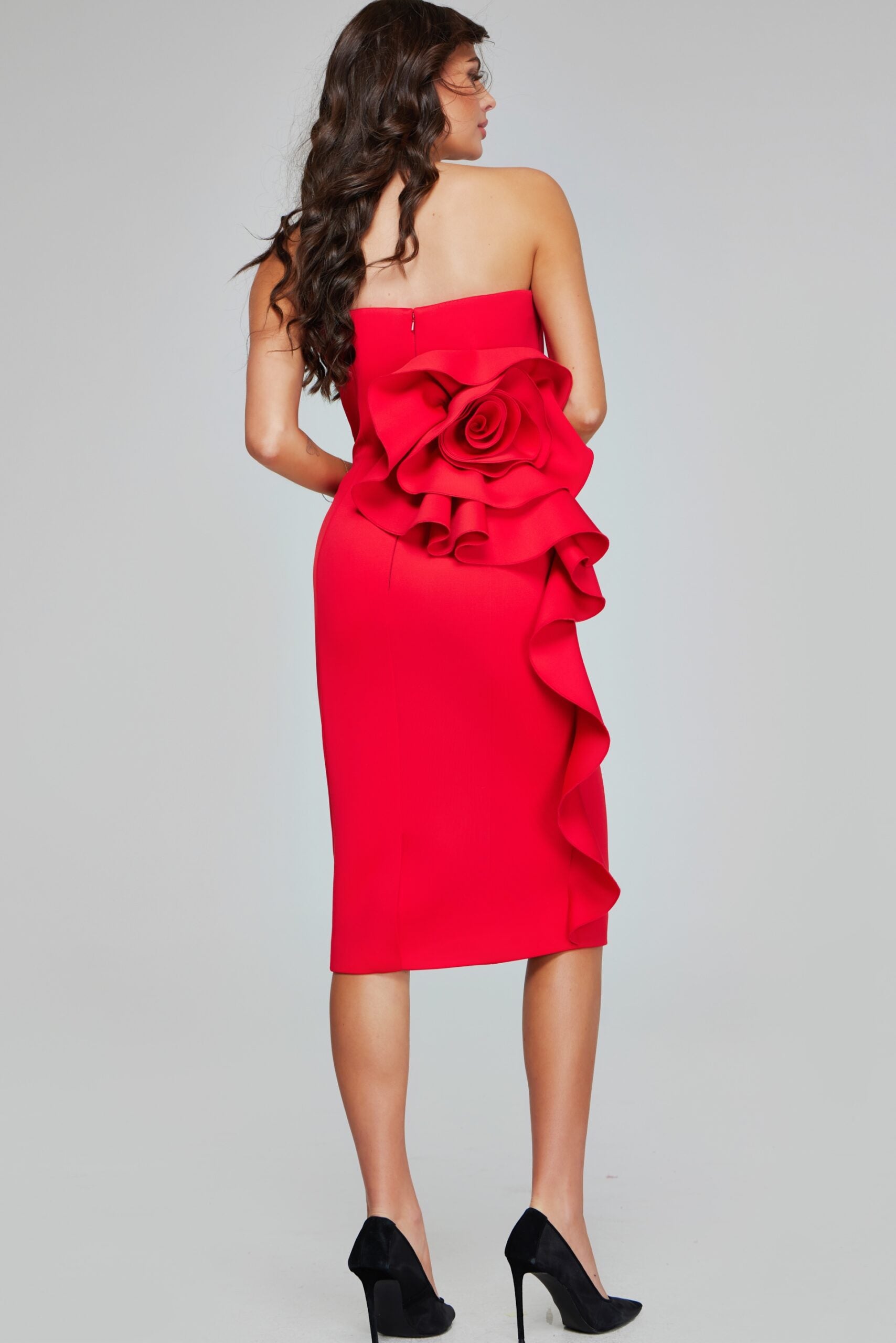 Jovani -40097 Red Fitted Contemporary Dress