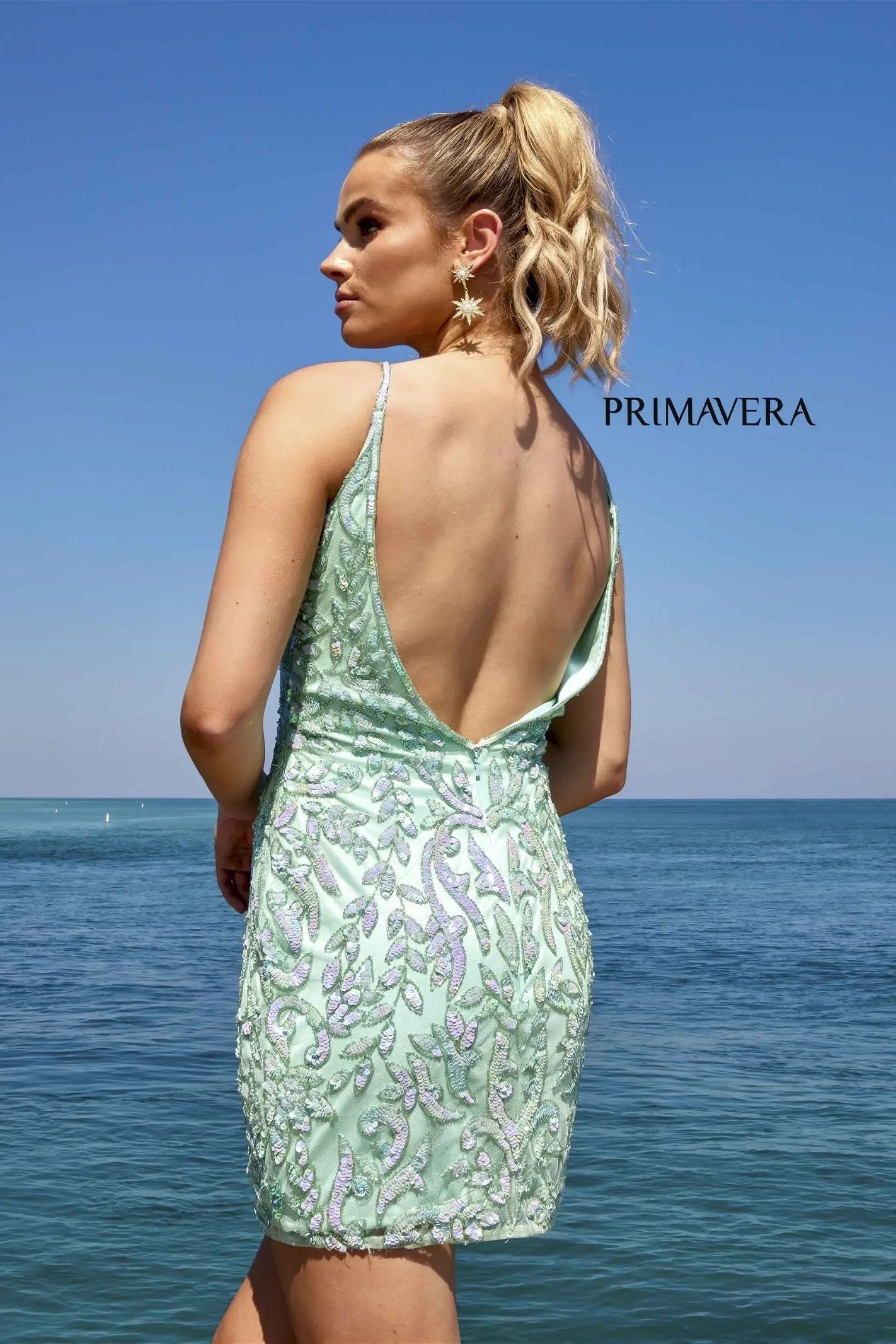 Primavera Couture -4013 V-Neck Sequin Cocktail Dress