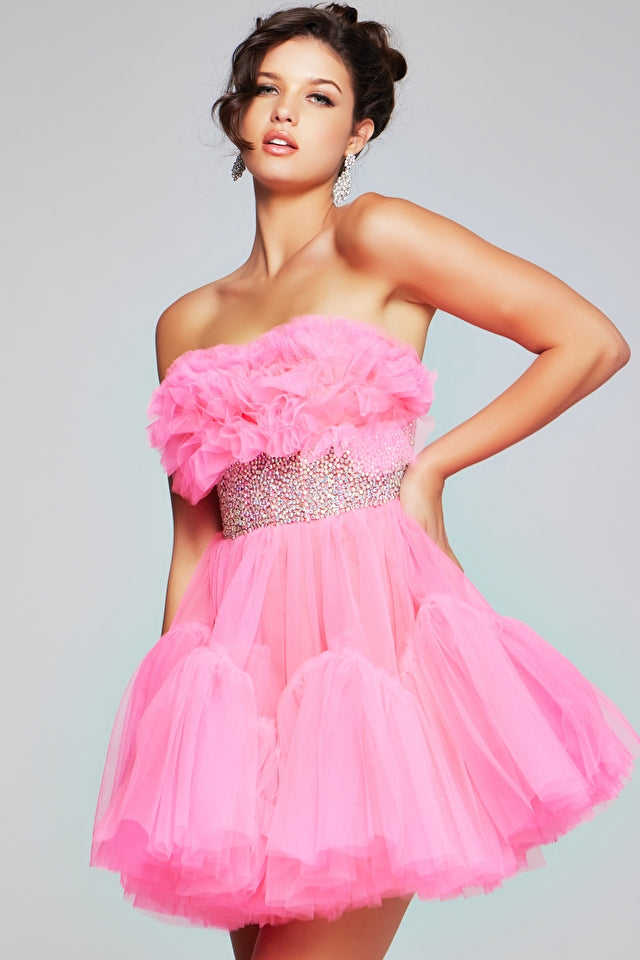 Jovani -40186 Strapless Beaded A-Line Short Dress