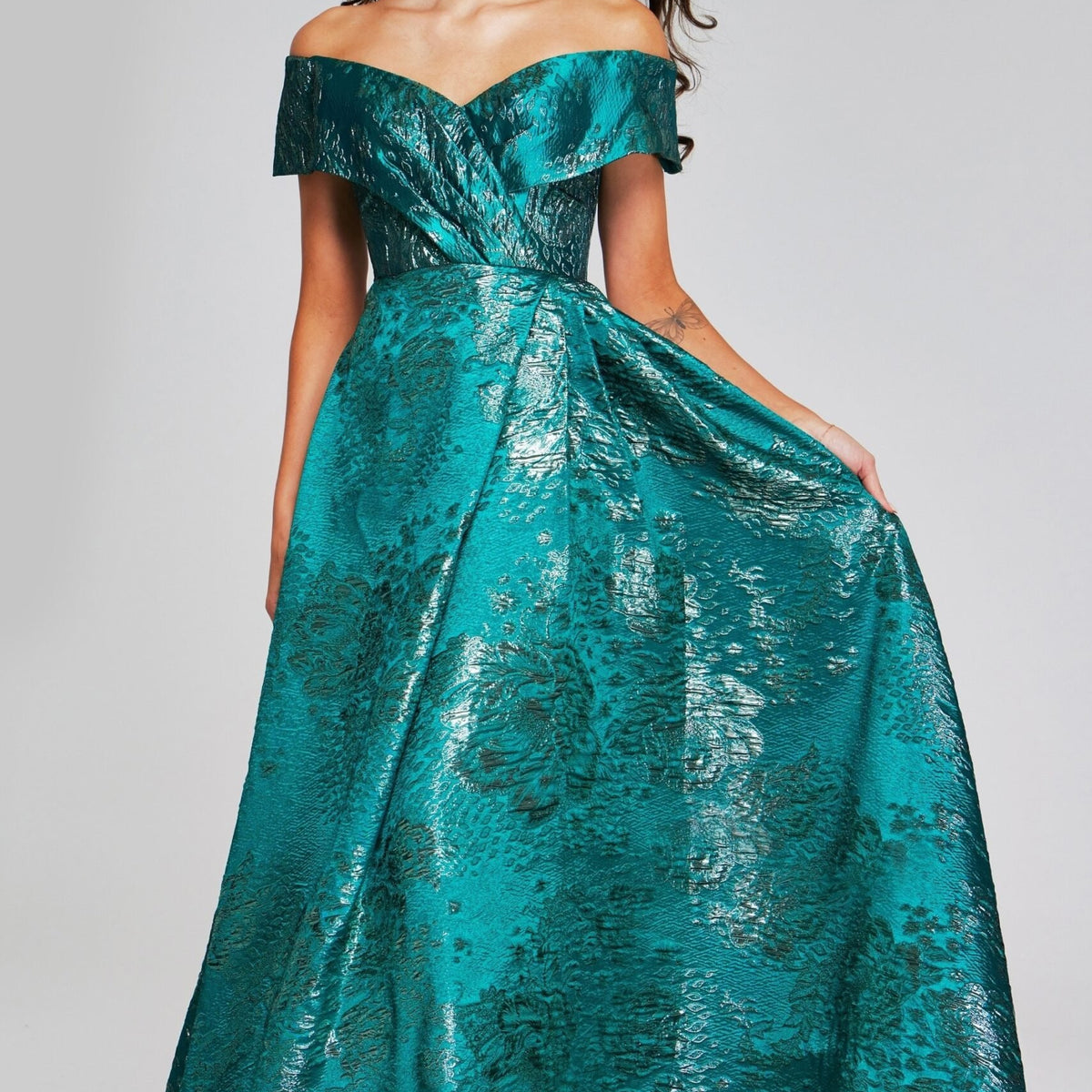 jovani green off the shoulder dress Green Off The Shoulder Ball Gown 38606