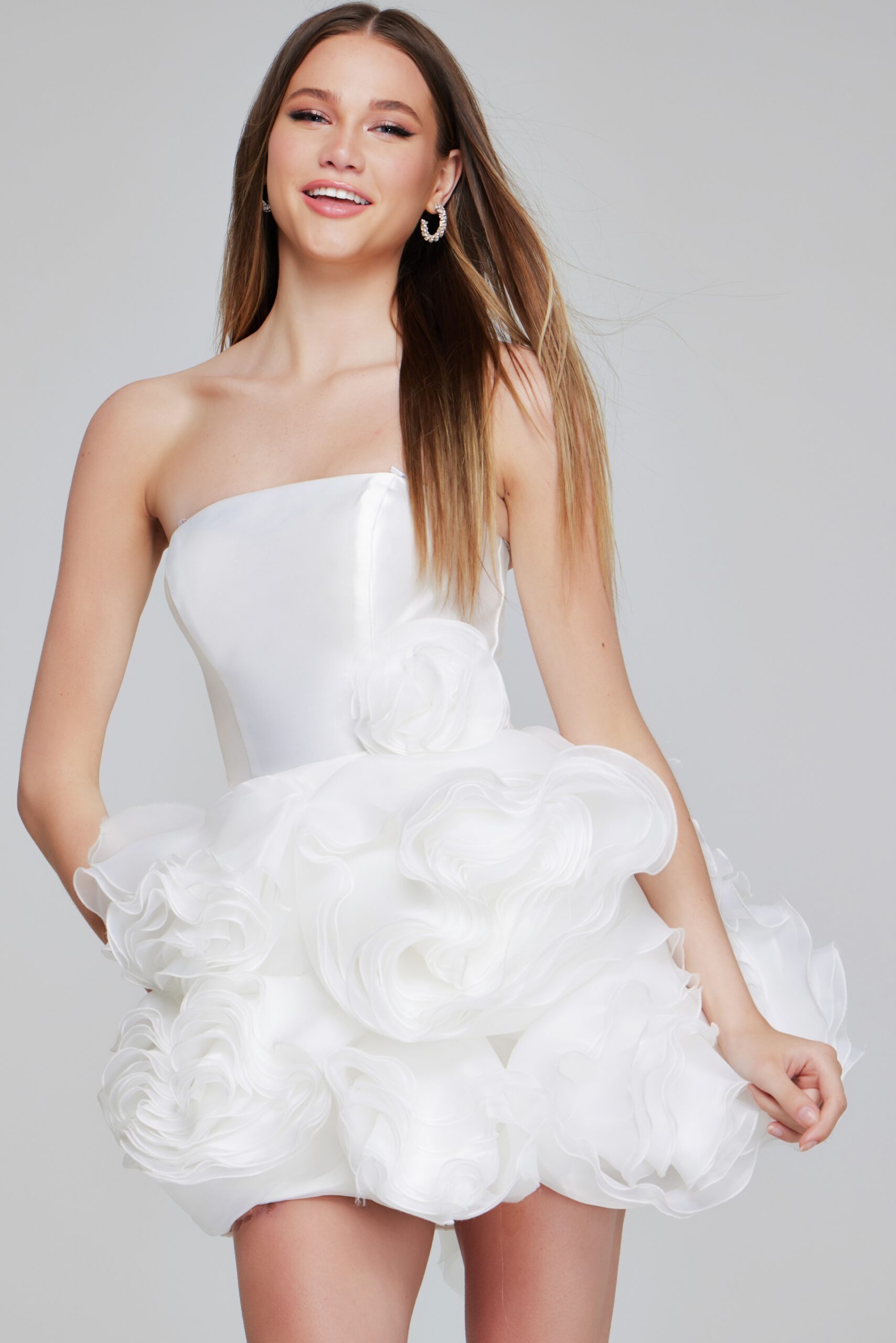 Jovani -40334 Strapless Little White Cocktail Dress