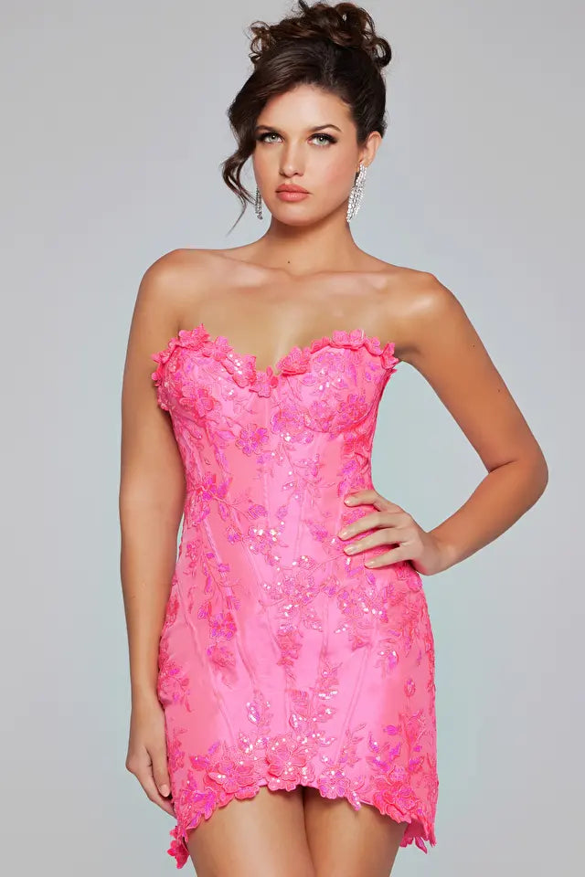 Jovani -40380 Sweetheart Embellished Short Cocktail Dress