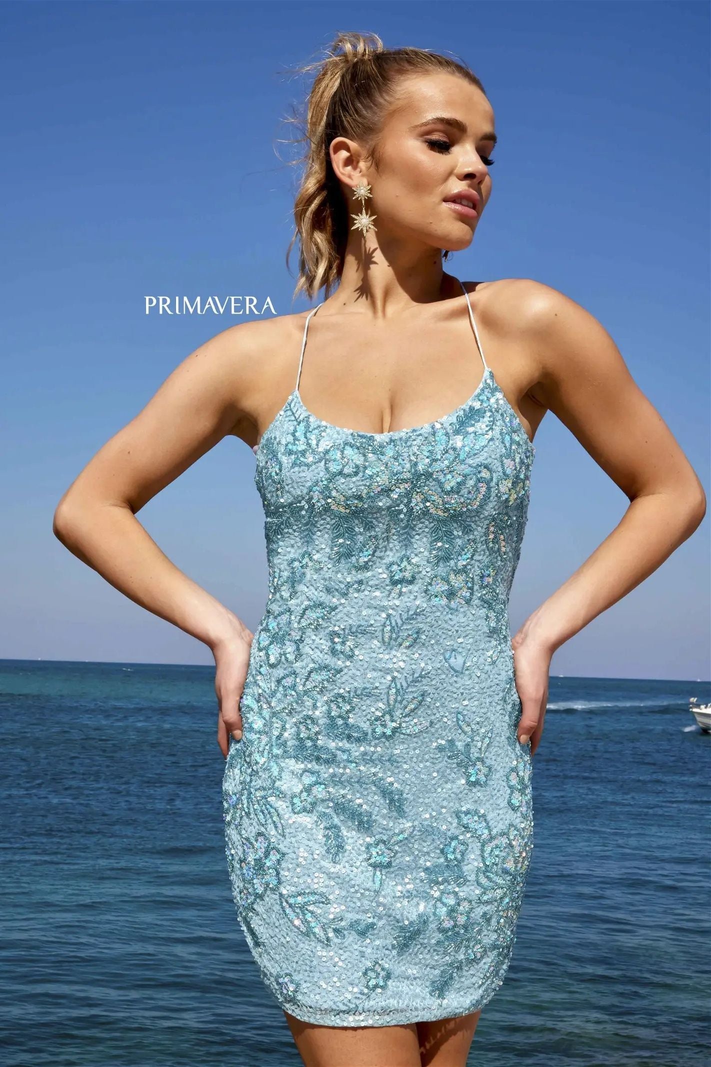 Primavera Couture -4040 Scoop Neck Short Cocktail Dress