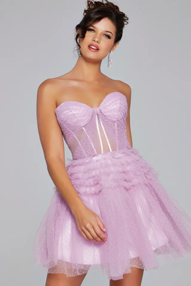 Jovani -40467 Sweetheart Neck Ruched Short Dress