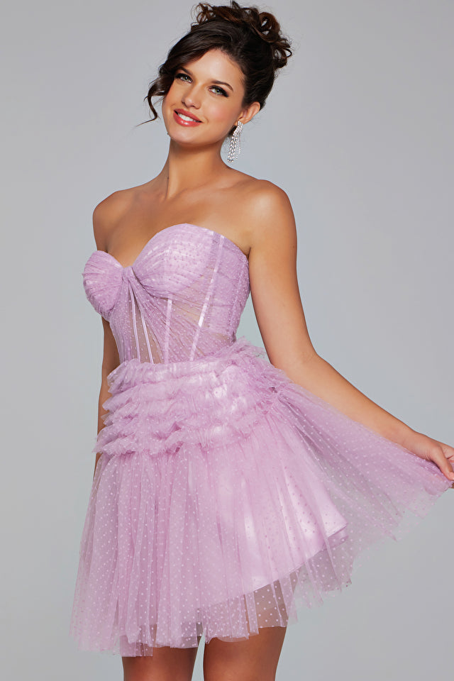 Jovani -40467 Sweetheart Neck Ruched Short Dress