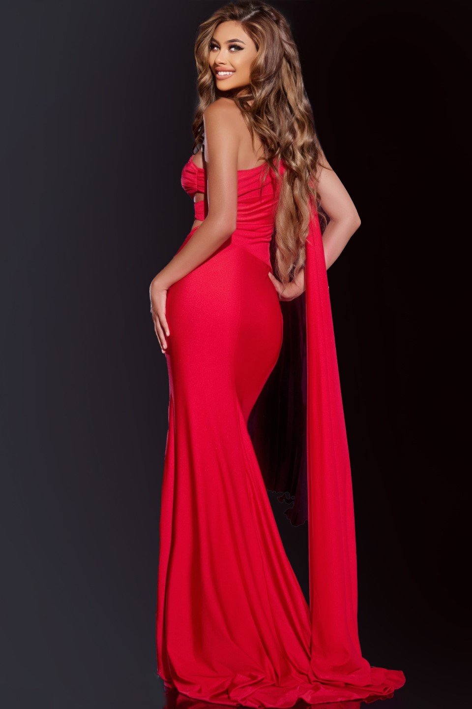 Jovani -40475 One-Shoulder Glamorous Prom Gown with Side Cutouts