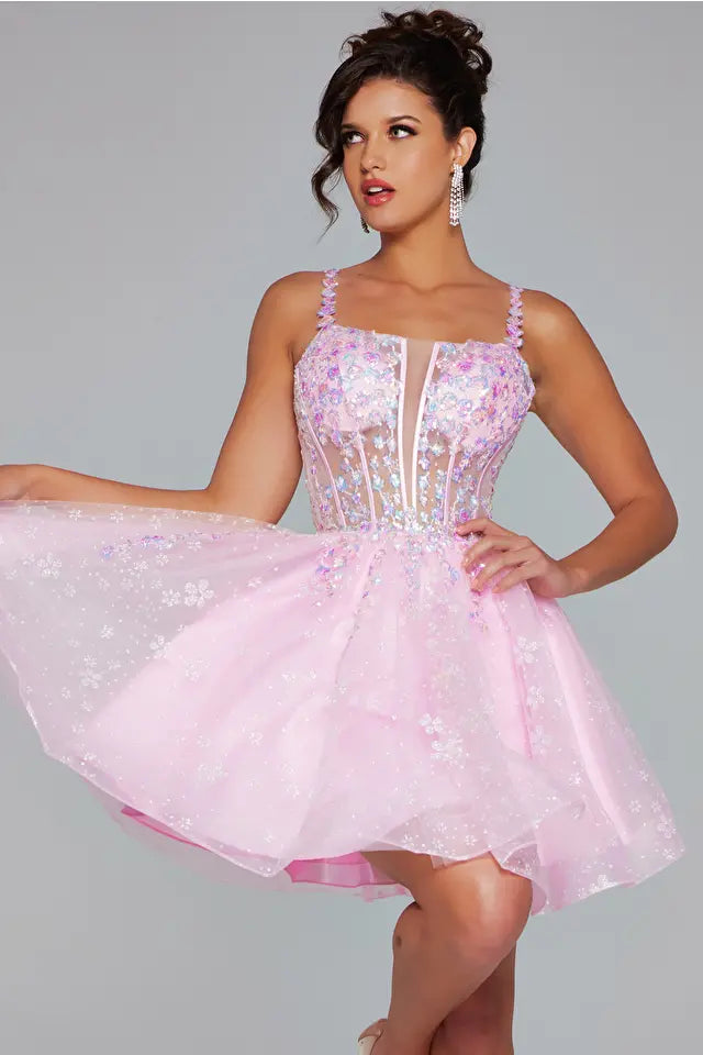 Jovani -40501 Corset Bodice Short A-Line Cocktail Dress