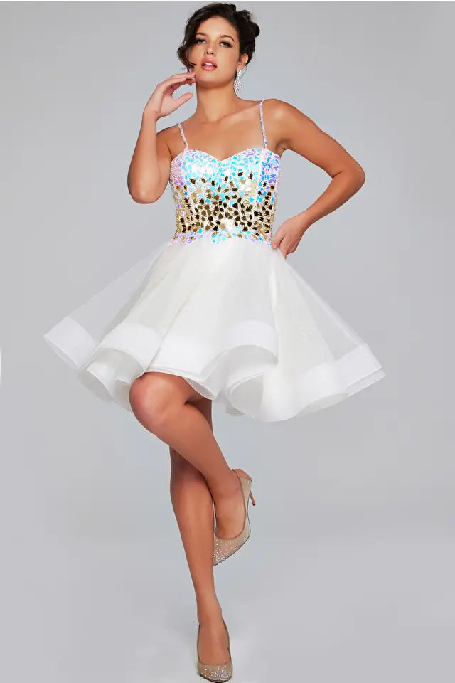 Jovani -40516 Embellished A-Line Short Dress