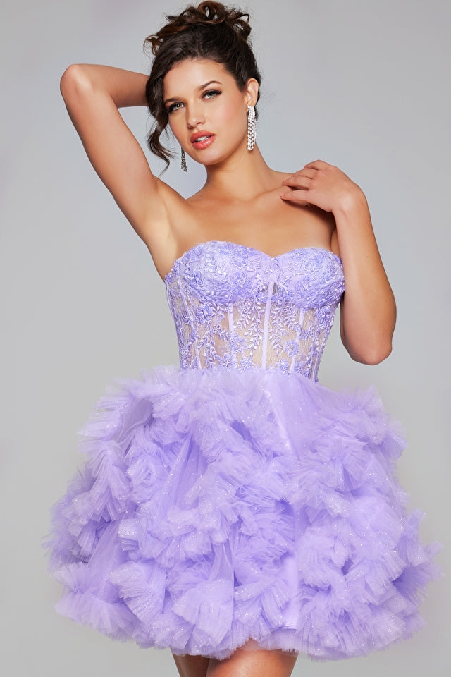 Jovani -40628 Strapless Ruffled Short Cocktail Dress