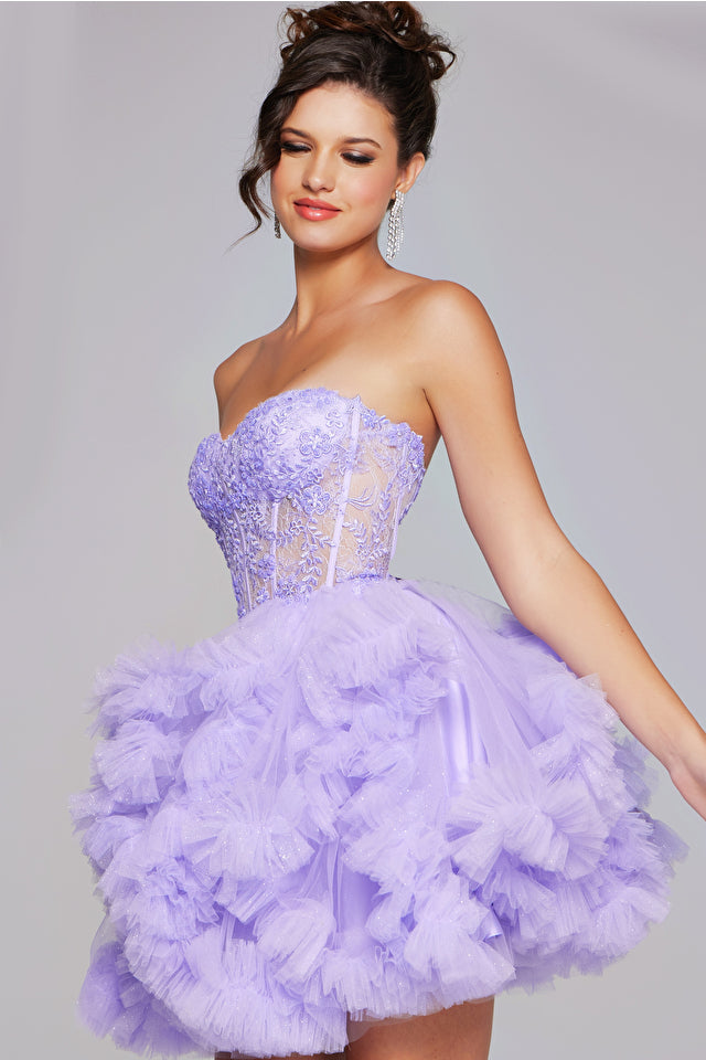 Jovani -40628 Strapless Ruffled Short Cocktail Dress