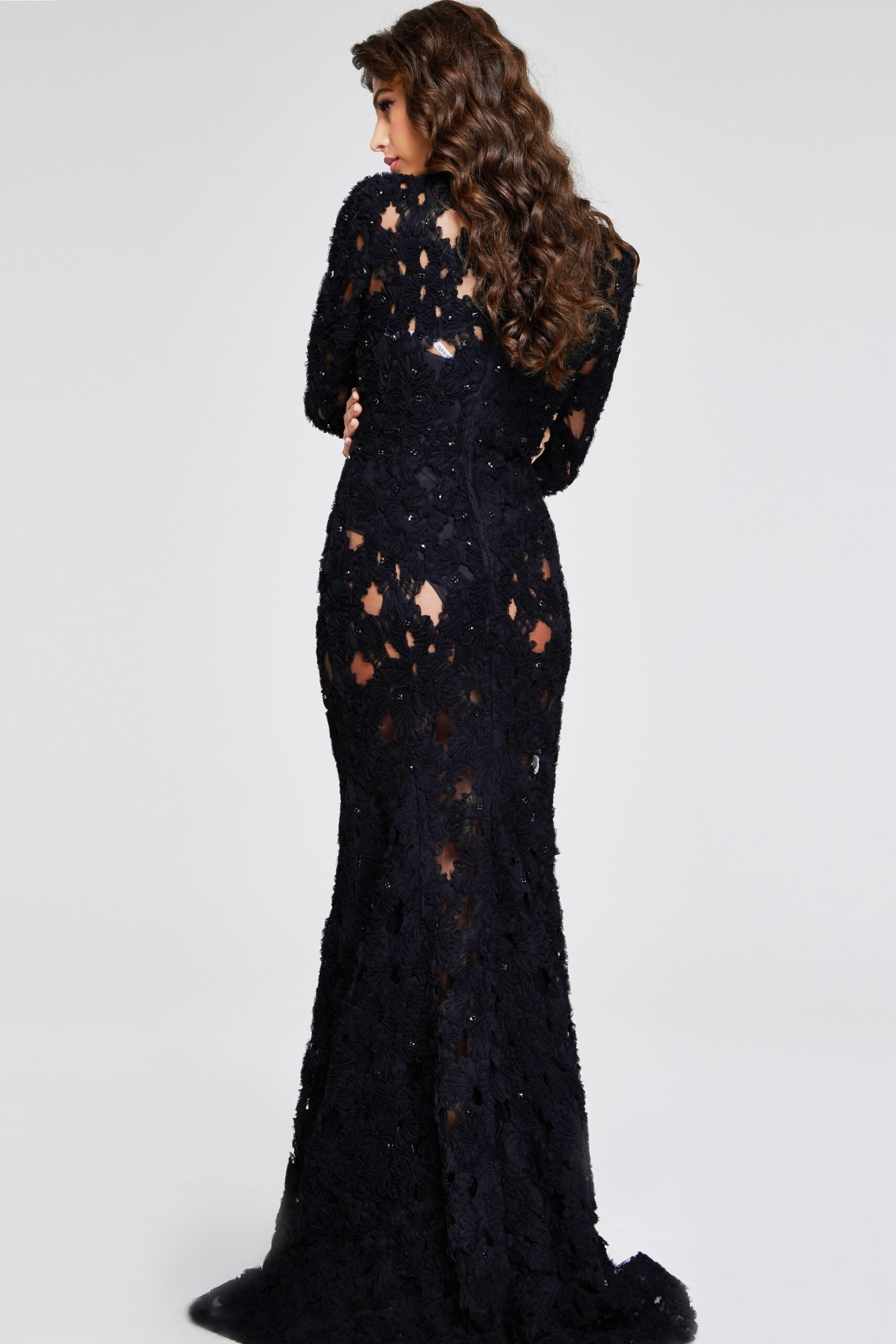 Jovani -40743 High Neck Lace Evening Gown