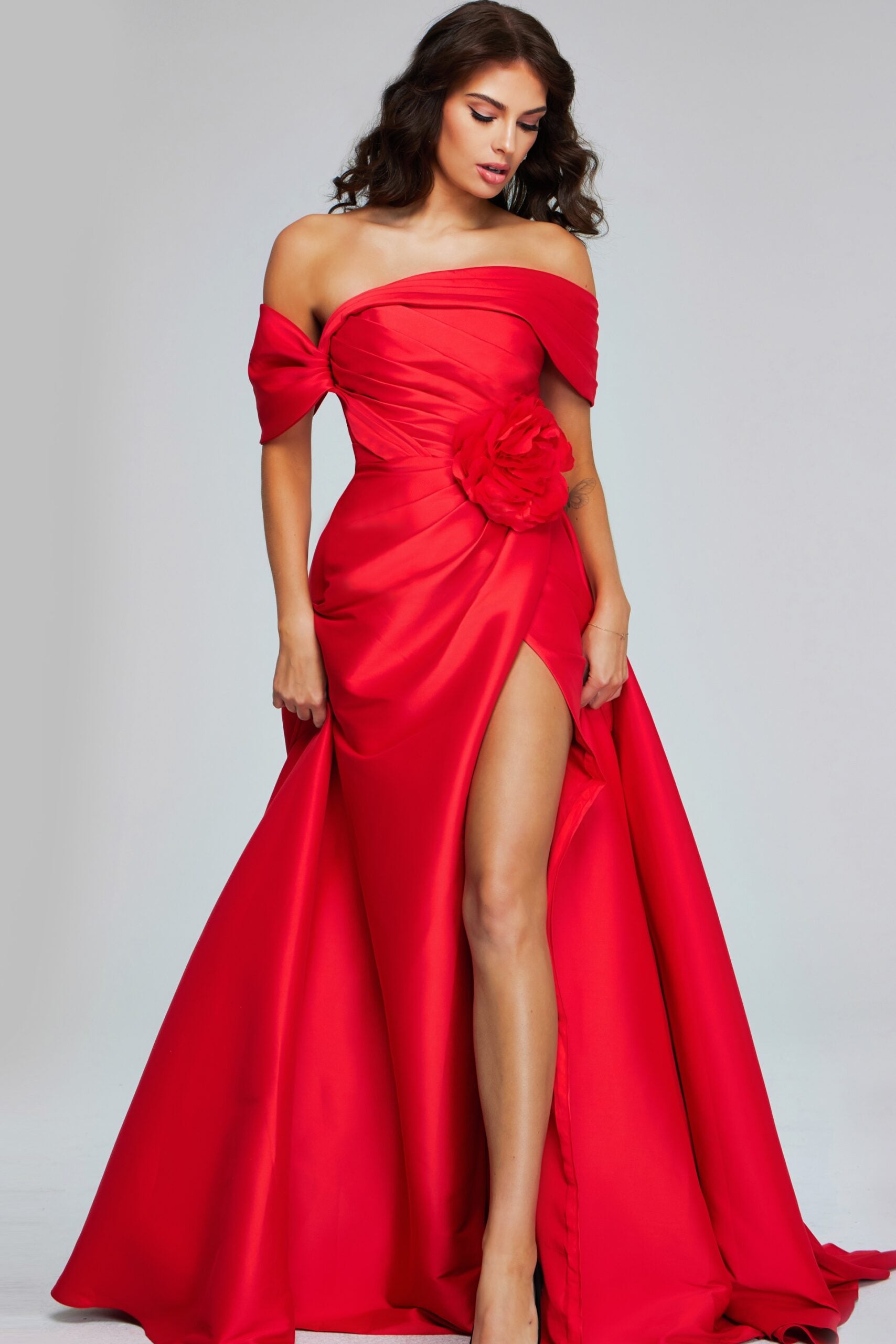 Jovani -40832 Off Shoulder A-Line Evening Gown