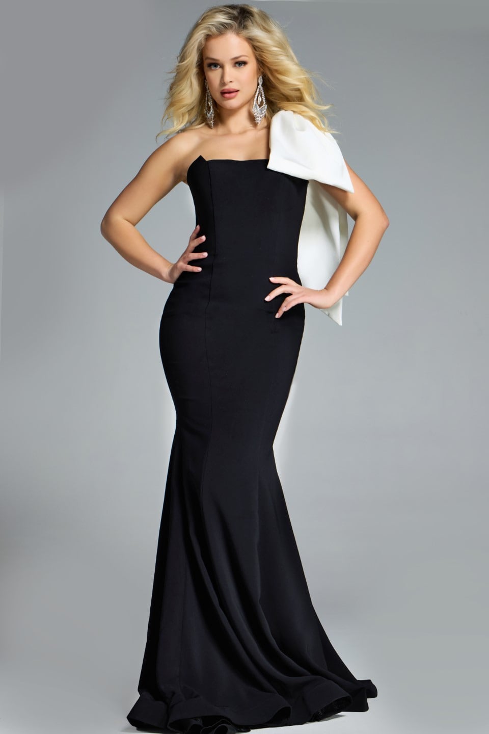 Jovani -41132 Satin One Shoulder Mermaid Gown